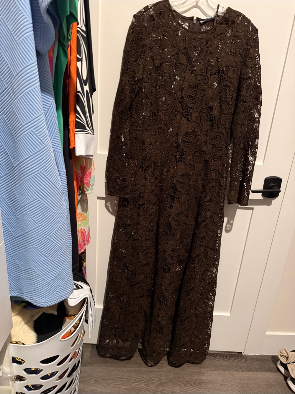 ANTONIO MELANI Brown Long-Sleeve Lace Maxi Dress - Picture 4 of 4